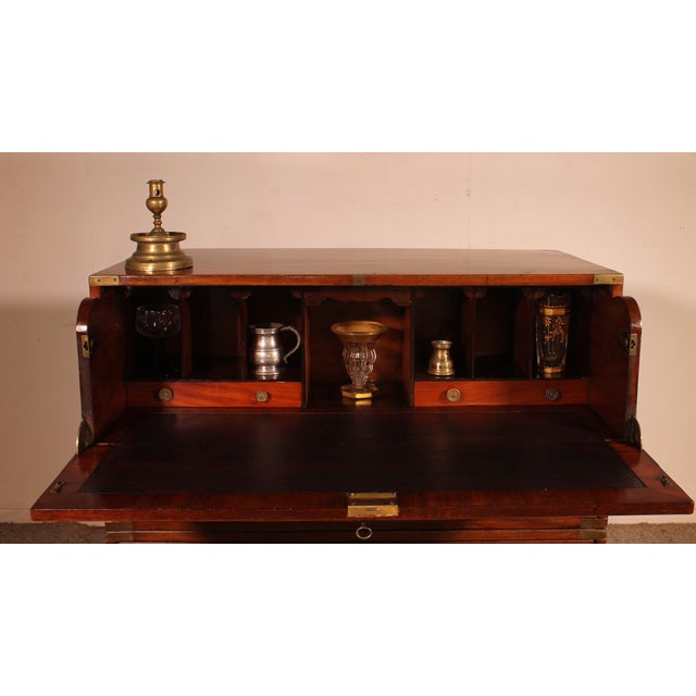 Marine Commode in Blond Mahogany with Secretaire For Sale - Image 3 of 16