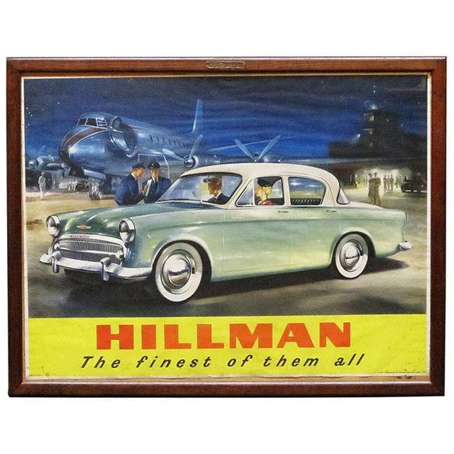Large English Hillman Car Print, Framed Under Glass For Sale - Image 11 of 11