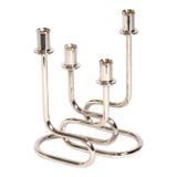 Gorham Maestri 1950s Silver Plated Italian Candle Holders Bauhaus Style, Pair For Sale