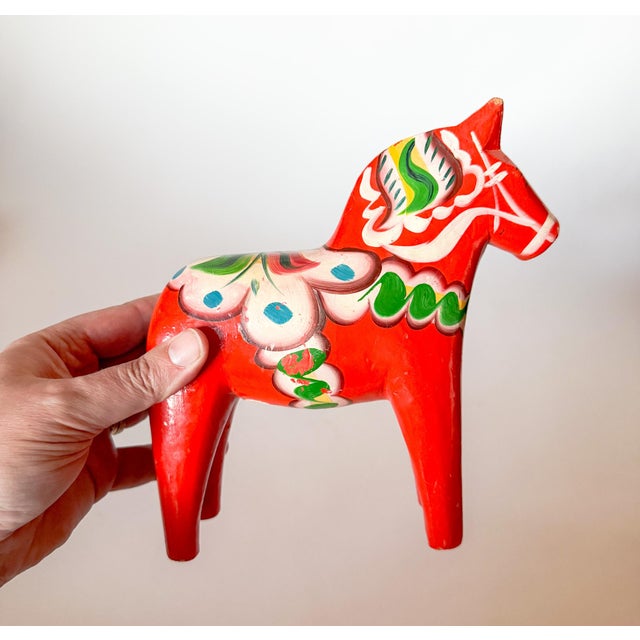 Mid-Century Modern Mid Century Large Swedish Modern Hand Painted Dala Horse by Nils Olsson For Sale - Image 3 of 7