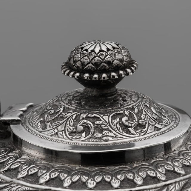 19th Century Antique Indian Kutch Silver Tea Service, Set of 3 For Sale - Image 9 of 18