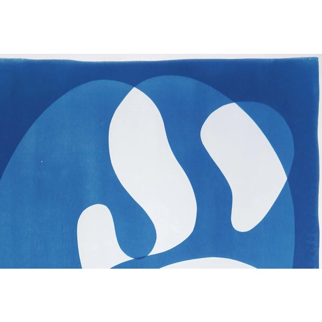 2020s 2025, Mid Century Modern Shapes, Unique Handmade Cyanotype Print on Watercolor Paper by Kind of Cyan For Sale - Image 5 of 8