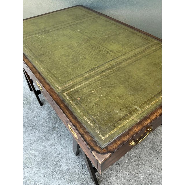 Mid 20th Century Vintage Wood and Leather Campaign Desk For Sale - Image 5 of 12