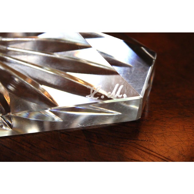 Vintage Bohemian Czech Cut Crystal Footed Centerpiece, Large Brilliant & Heavy For Sale - Image 10 of 11