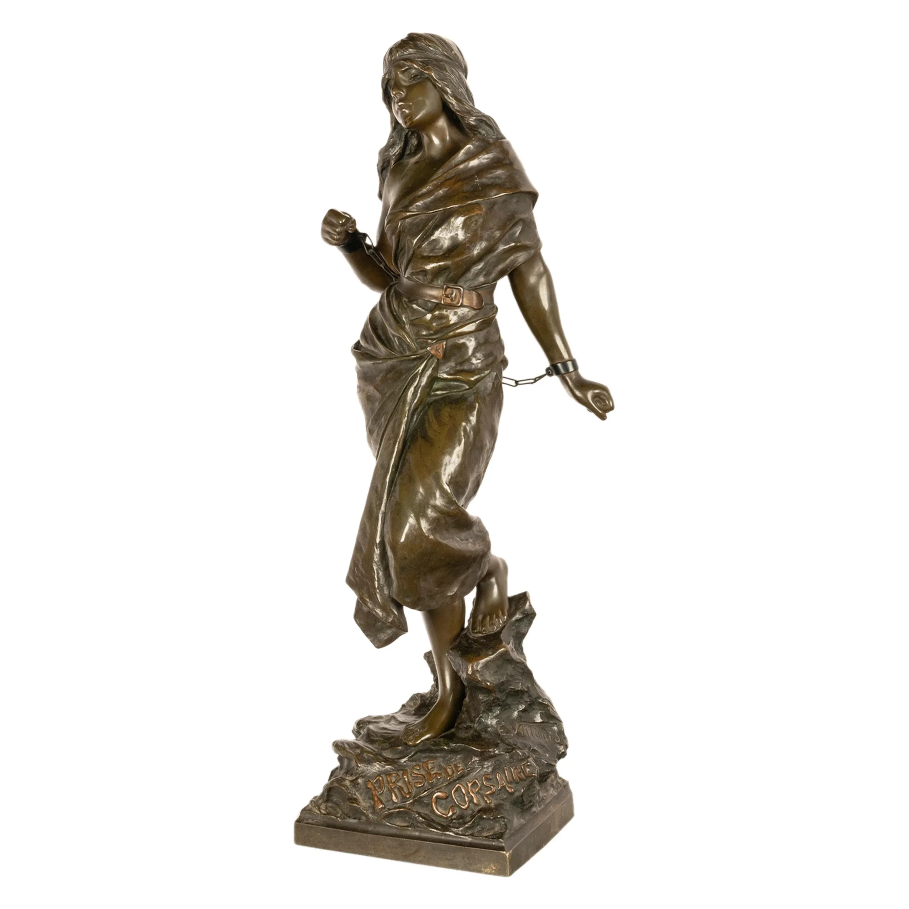 Antique French Art Nouveau Bronze Figure Statue Sculpture 
