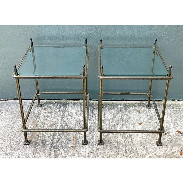 Claudio Rayes Vintage Claudio Rayes Brass Side Tables - A Pair For Sale - Image 4 of 12
