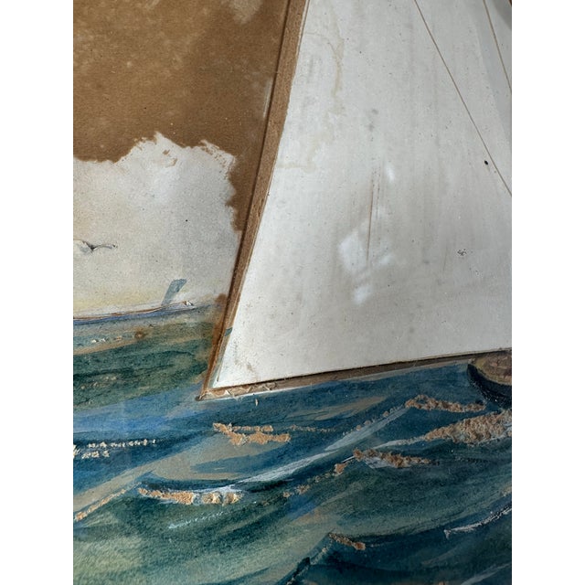 Vintage 3d Mixed-Media Maritime Ship Portrait of a Racing Yacht, Style of Thomas H. Willis. For Sale In West Palm - Image 6 of 12