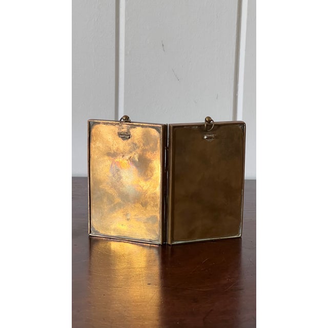 French Antique French Brass Double Picture Frame For Sale - Image 3 of 3