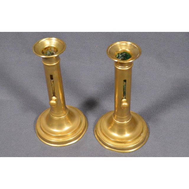 Pair of 19th Century French Brass Push-Up Candlesticks, Circa 1880 For Sale - Image 4 of 9