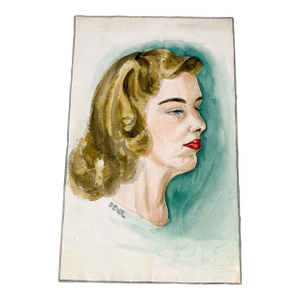 Vintage Original Watercolor Modernist Female Portrait Painting Signed Beier