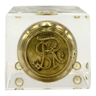 Vintage St. Regis Hotel Nyc Brass Door Knob in Lucite Plexi For Sale