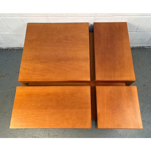 Late 20th Century Late 20th Century Mid-Century Modern Style Square Wooden Coffee Table For Sale - Image 5 of 13
