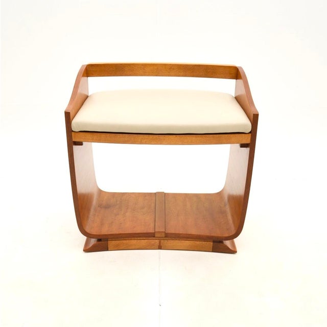 A very stylish and extremely well made Art Deco Norwegian elm and leather stool. This was made in England, it dates from...