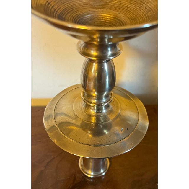 Metal Antique 18th Century Georgian Brass Candlestick Holder For Sale - Image 7 of 11