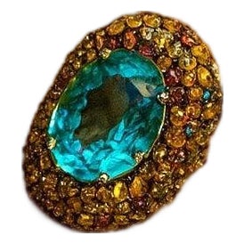 Bochic "Orient" Vintage Multi Fancy Color Sapphire & Topaz Ring Set 18K & Silver For Sale
