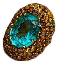 Bochic "Orient" Vintage Multi Fancy Color Sapphire & Topaz Ring Set 18K & Silver