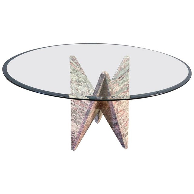 Architectural Marble and Glass Dining Table, 1970s For Sale - Image 15 of 15