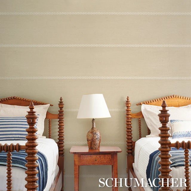 Not Yet Made - Made To Order SAMPLE - Schumacher Checkered Stripe Sisal Wallpaper In Birch For Sale - Image 5 of 5