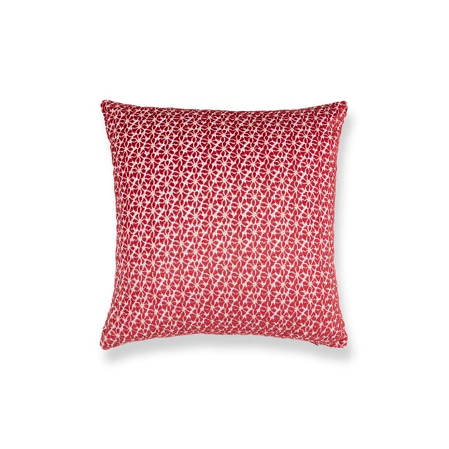 Contemporary The House Of Scalamandré Petal Velvet Square Pillow In Red For Sale - Image 3 of 3