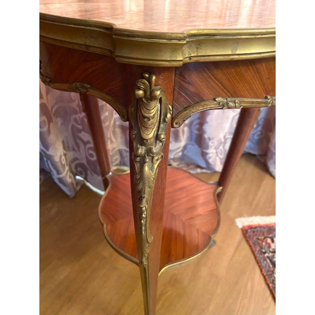 Antique 19th-Century French Louis XVI Side Table With Marble Top & Gilded Bronze – 1 Piece For Sale - Image 12 of 16
