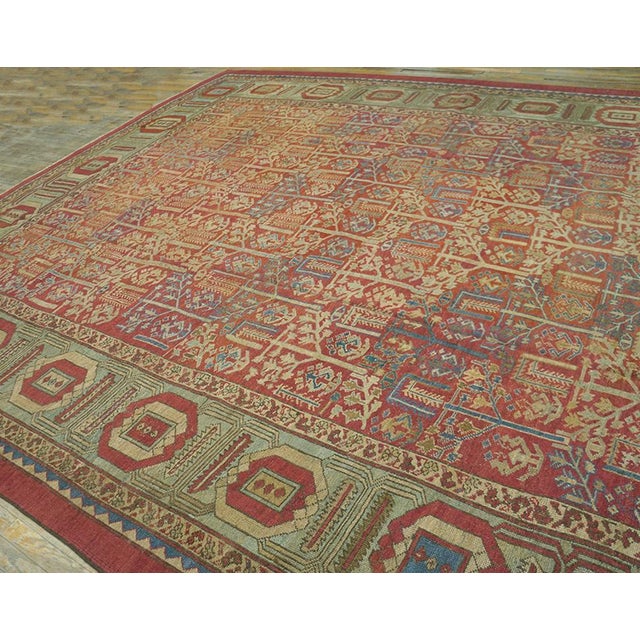 1880s Red-Rust Field Weeping Willow Antique Persian Bakshaiesh Rug 10'10" X 13' Handknotted Wool Carpet For Sale - Image 10 of 15