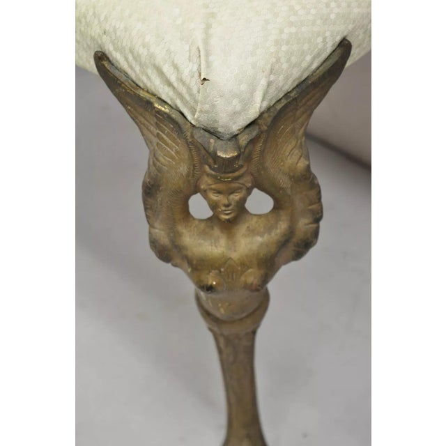 Early 20th Century Early 20th Century Antique French Art Deco Figural Bench With Cast Iron Winged Women Legs For Sale - Image 5 of 11