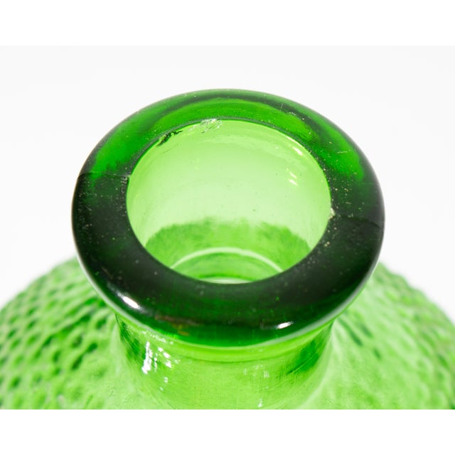 Empoli Italy Green Glass Bottle With Fruit Design For Sale In Indianapolis - Image 6 of 6