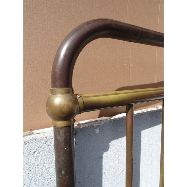 Antique Brass Bed Frame Headboard Footboard & Rails ~ French Country For Sale - Image 9 of 17