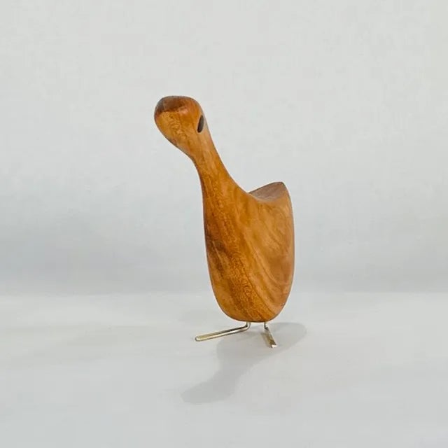 Mid-Century Modern Small Goose Wood Figurine in Cherry, Jacob Hermann Inspired Mid-Century Modern Style Decor For Sale - Image 3 of 9