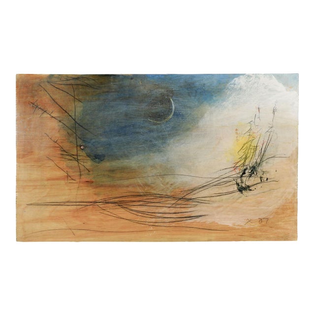 2007 George Turner Abstract Evening Landscape Painting on Wood For Sale