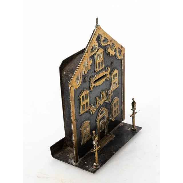 Antique Brass House Coin Bank For Sale - Image 4 of 7