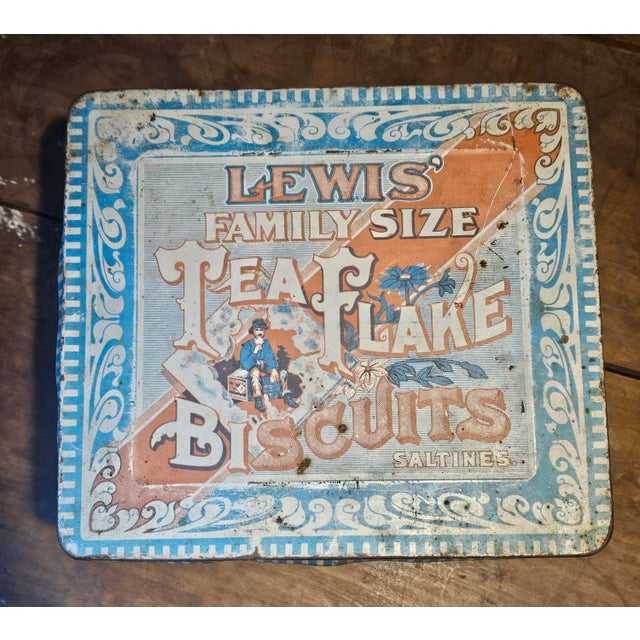 Sky Blue Lewis Biscuit Tin For Sale - Image 8 of 12