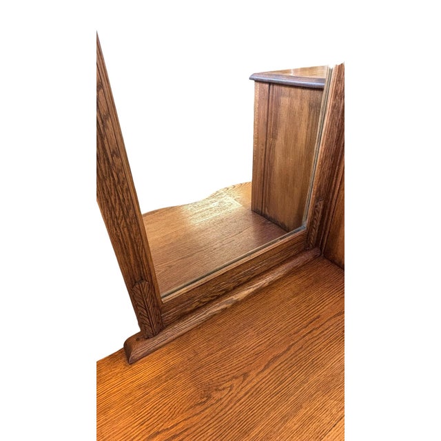 Chocolate Early 20th Century Oak Gentleman’s Chest of Drawers With Mirror, Removable Valet Chest & Original Hardware For Sale - Image 8 of 9