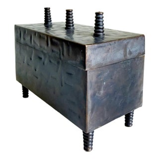 Late 20th Century Postmodern Hammered Copper Box For Sale