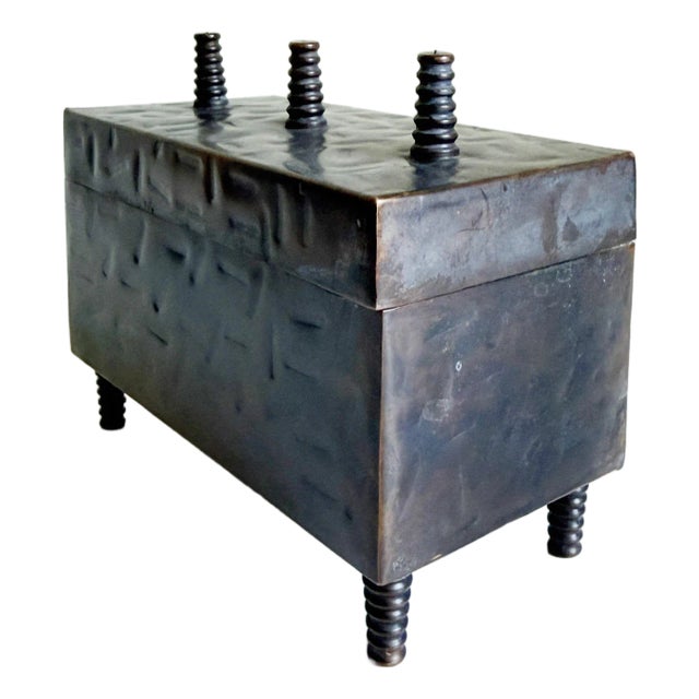 Late 20th Century Postmodern Hammered Copper Box For Sale