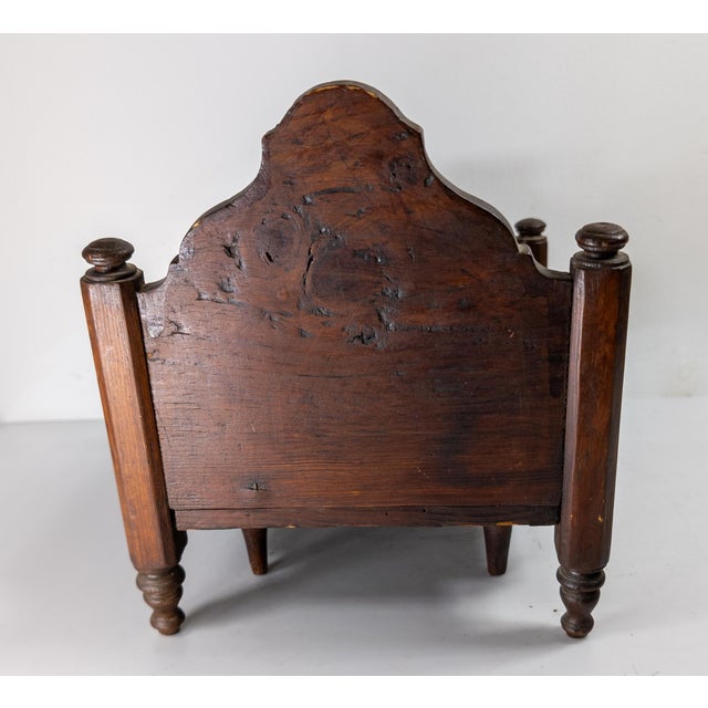 Brown 19th Century American Primitive Folk Art Pine Doll Bed in Empire Style For Sale - Image 8 of 16