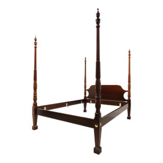 Georgian Furnishing Co Mahogany Queen Size Rice Carved Four Poster Bed For Sale