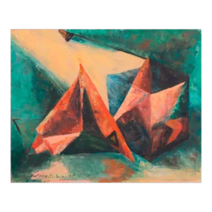 'Abstract in Coral and Jade' by Hortense Mattice Gordon, 1949, Painters Eleven, Ontario, Canadian Modernist Oil