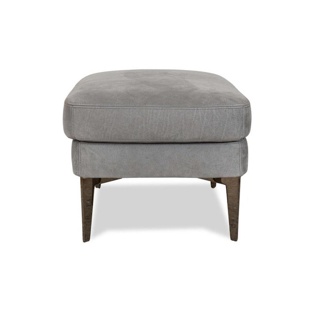 Set of Leather Armchair Grey Blue and Stool from Cierre Boheme For Sale - Image 14 of 16