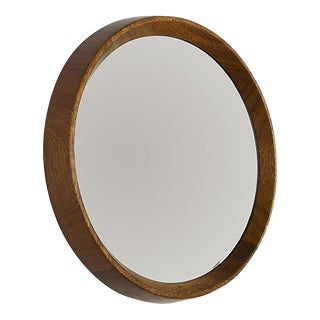 Crystal Glass and Oak Wood Mirror, 1960s For Sale