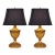 Antiqued Gold Leaf Urn Form Table Lamps With Black Shades - a Pair For Sale