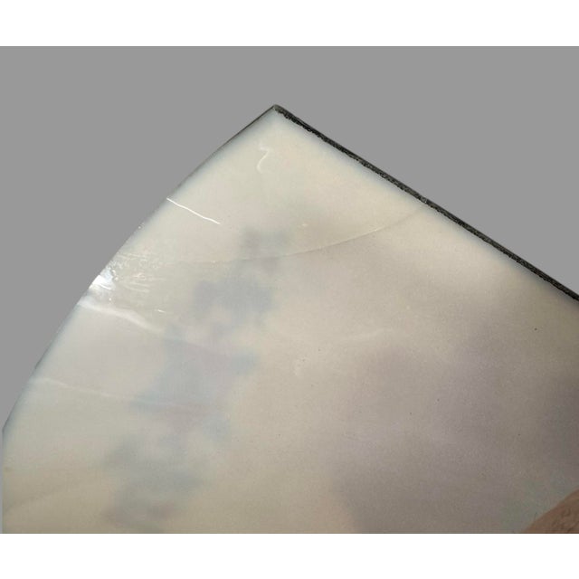 Brown Early 20th Century Art Deco Paint Decorated Hanging Lamp Light Floral Painted Art Glass Slip Shades For Sale - Image 8 of 12