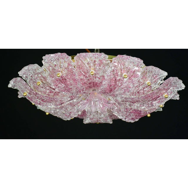 Pink Murano Glass Leave Ceiling Light or Chandelier, 1980 For Sale - Image 13 of 14