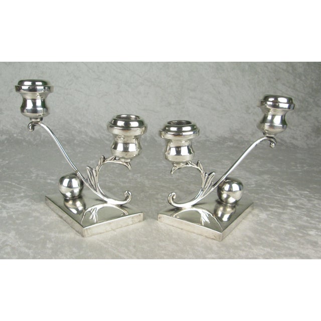 Silver Mid 20th Century P Lopez G Mexican Sterling Silver Candle Sticks - A Pair For Sale - Image 8 of 18
