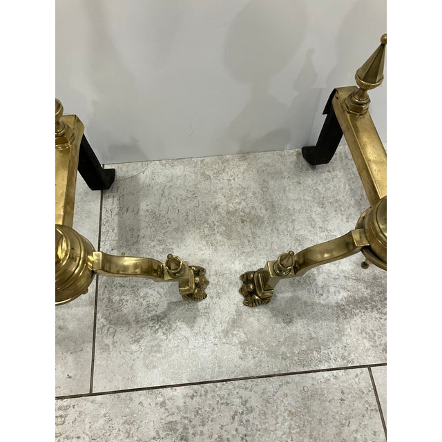 Metal Pair of 1980s Brass Andirons For Sale - Image 7 of 9