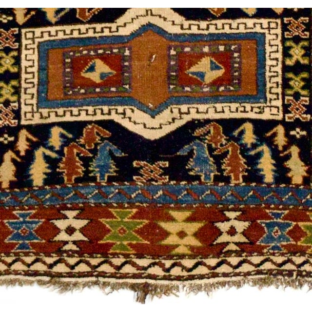Antique Caucasian Kuba Rug 3’10" x 4’4". Azeri Turks inhabit the Kuba area of the central west Caspian Caucasus and weave...