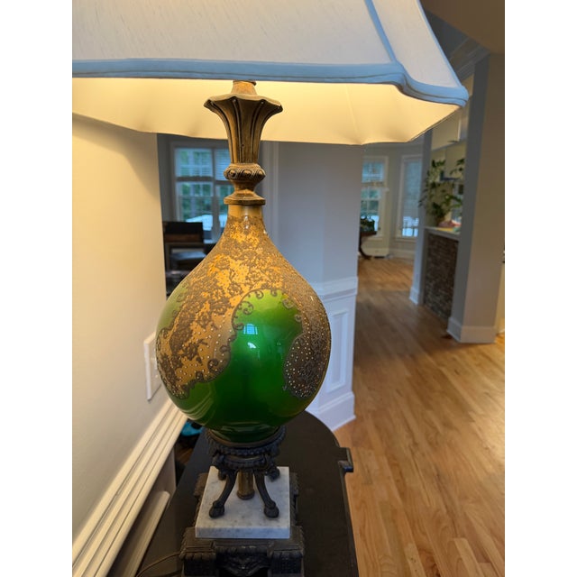 Mid 20th Century Hollywood Regency Hand Blown Glass Lamp With Gold Overlay For Sale In Atlanta - Image 6 of 6