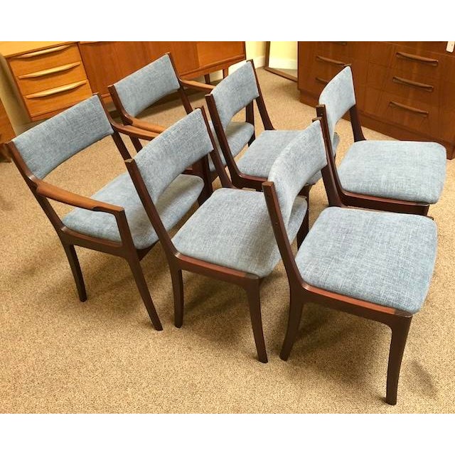 Set of Six Danish Modern Mahogany Framed Dining Chairs by Andels-Möbel-Magasinet, Denmark c.1960 For Sale - Image 4 of 7