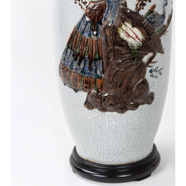 Ceramic 19th Century Vintage Ge Kiln Bottle Table Lamp With Raise Sculpture Pattern For Sale - Image 7 of 8