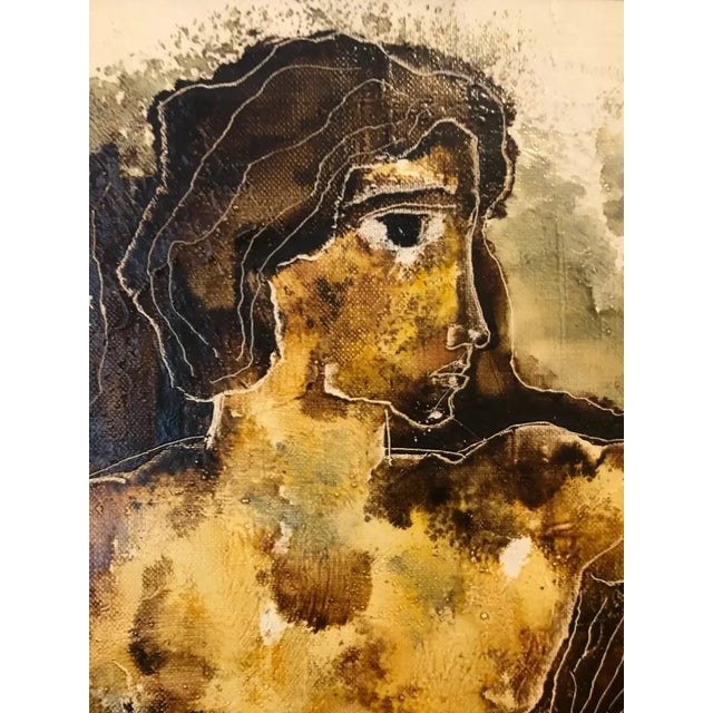 Mid-Century Modern 1960s Calvin Burnett Male Nude Oil on Canvas For Sale - Image 3 of 5